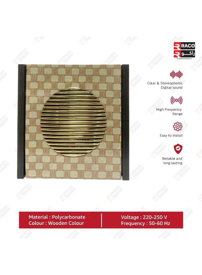 RACO Doorbell Chime – Classic Ding Dong Sound, 220V Electric Door Bell with Elegant Wooden Pattern Design – Durable & Stylish Home Calling Bell - Image 4