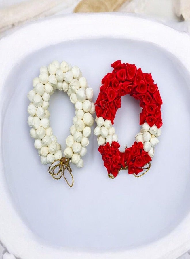 Arooman™ Artificial Flower Juda/Gajra For Women/Girls,Pack -02,Color-Red And White - Image 3