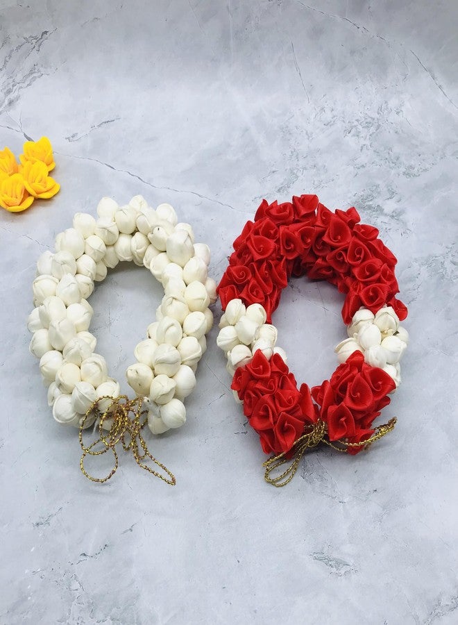 Arooman™ Artificial Flower Juda/Gajra For Women/Girls,Pack -02,Color-Red And White - Image 4