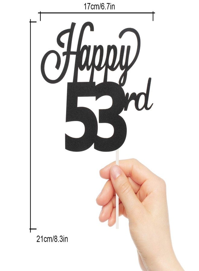 LINGTEER Happy 53rd Birthday Black Cake Topper - Cheers to 53 Years Old Birthday Party Gift Centerpieces Decorations Sign. - Image 4