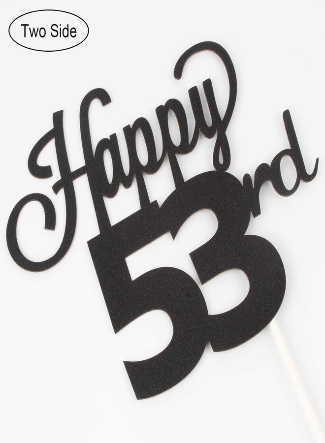 LINGTEER Happy 53rd Birthday Black Cake Topper - Cheers to 53 Years Old Birthday Party Gift Centerpieces Decorations Sign. - Image 2