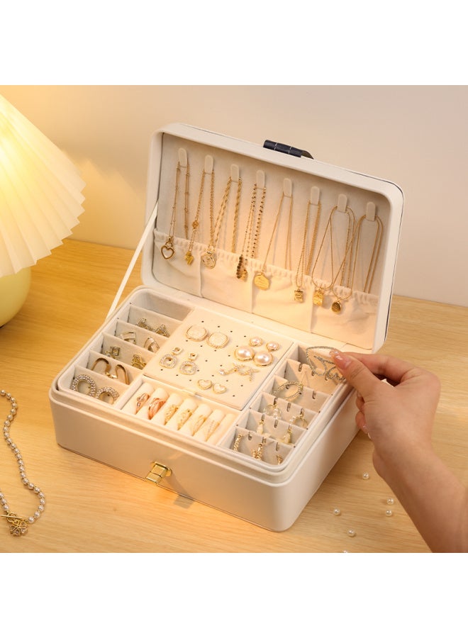 2024 Jewelry Box Multi-layer Large Capacity Earrings Earrings Ring Earrings Necklace Anti-oxidation Hand Jewelry Storage Box-Color:Basic Upgraded Model-retro Green  - Image 1
