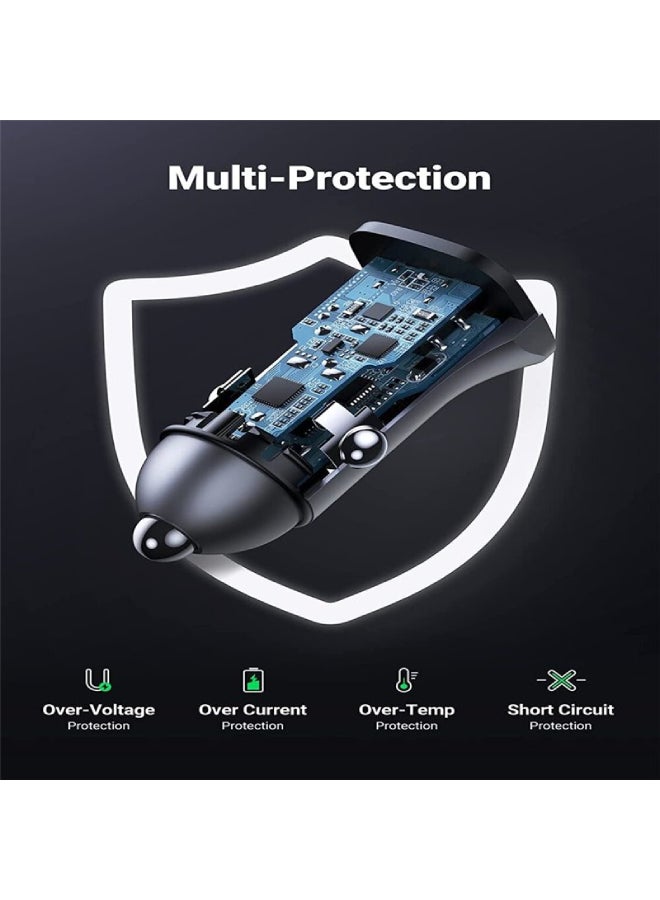 يو جرين كابل شاحن سيارة 52.5 وات PD30W iPhone 15 Pro شاحن سيارة سريع منافذ USB مزدوجة محول طاقة سريع للسيارة شاحن USB للسيارة 25 وات مع كابل USB C 1 متر لهواتف سامسونج، آيفون، آيباد، هواوي، ون بلس، إلخ - Image 5