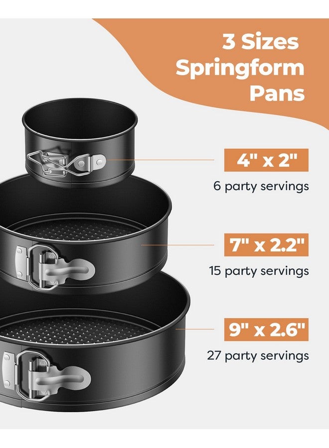 Kootek Cake Pan Set of 3, Nonstick Springform Pans with Removable Bottom, 4, 7, 9 Inch Round Cheesecake Baking Pans with 50 Pcs Parchment Paper Liners - Image 2