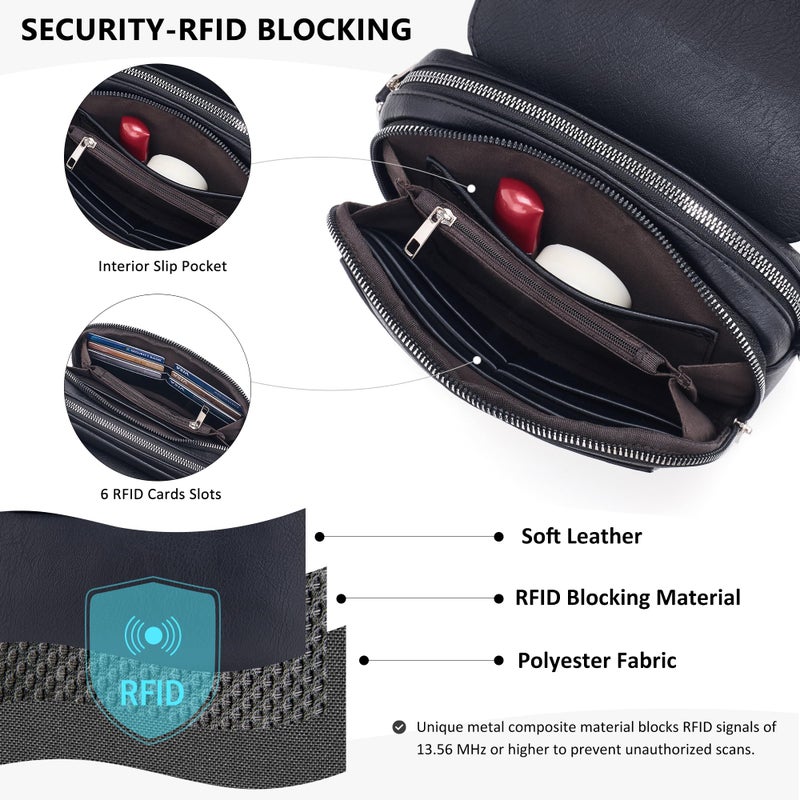 Roulens Crossbody Bags for Women Small Crossbody Wallet Purses with Card Slots Leather Shoulder Handbags Travel/Daily Use - Image 2