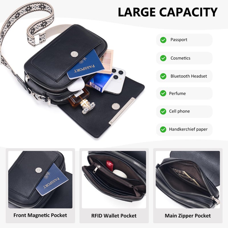 Roulens Crossbody Bags for Women Small Crossbody Wallet Purses with Card Slots Leather Shoulder Handbags Travel/Daily Use - Image 3