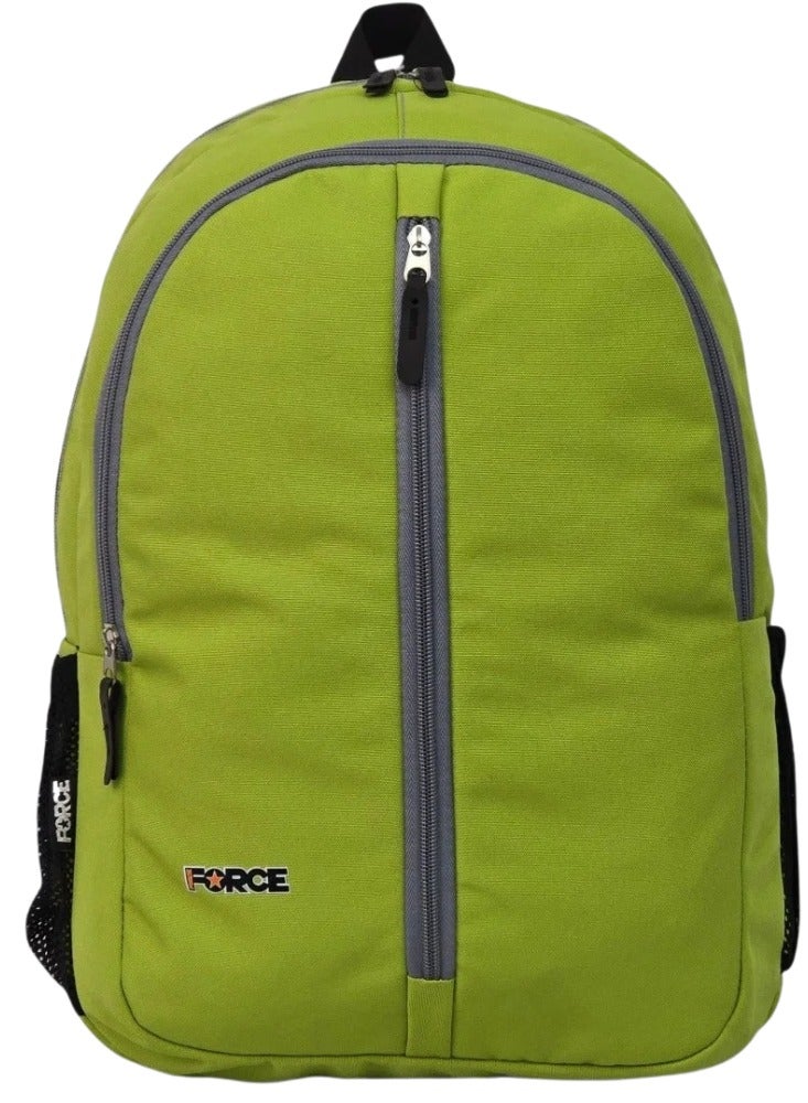 Force Basic Fully Waterproof Oxford Polyester Backpack (Olive Green with Gray Front Zipper) - FDB 2048 - Lightweight Travel, School & Gym Daypack with Side Pockets - 44 x 30 x 18 cm - Image 1