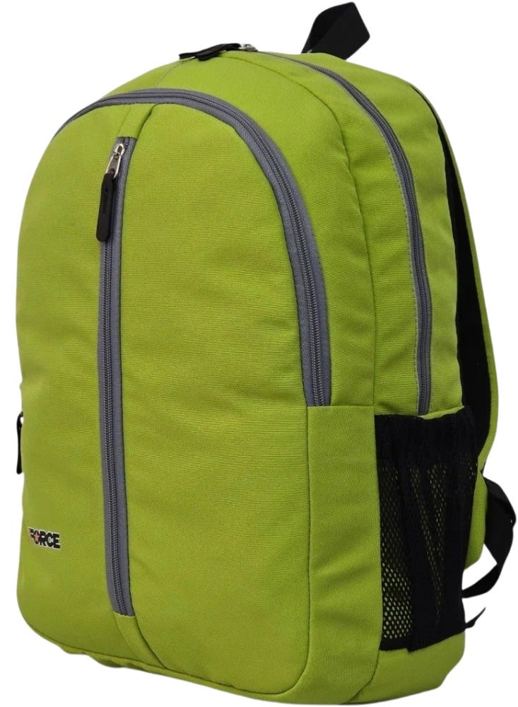 Force Basic Fully Waterproof Oxford Polyester Backpack (Olive Green with Gray Front Zipper) - FDB 2048 - Lightweight Travel, School & Gym Daypack with Side Pockets - 44 x 30 x 18 cm - Image 3