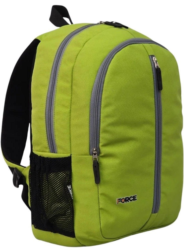 Force Basic Fully Waterproof Oxford Polyester Backpack (Olive Green with Gray Front Zipper) - FDB 2048 - Lightweight Travel, School & Gym Daypack with Side Pockets - 44 x 30 x 18 cm - Image 2