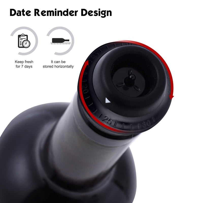 WINIRINA Winirina Automatic Wine Saver Pump Set for Red Wine with 4 Reusable Vacuum Bottle Sealer Stoppers USB Type-C Charging - Black  - Image 4