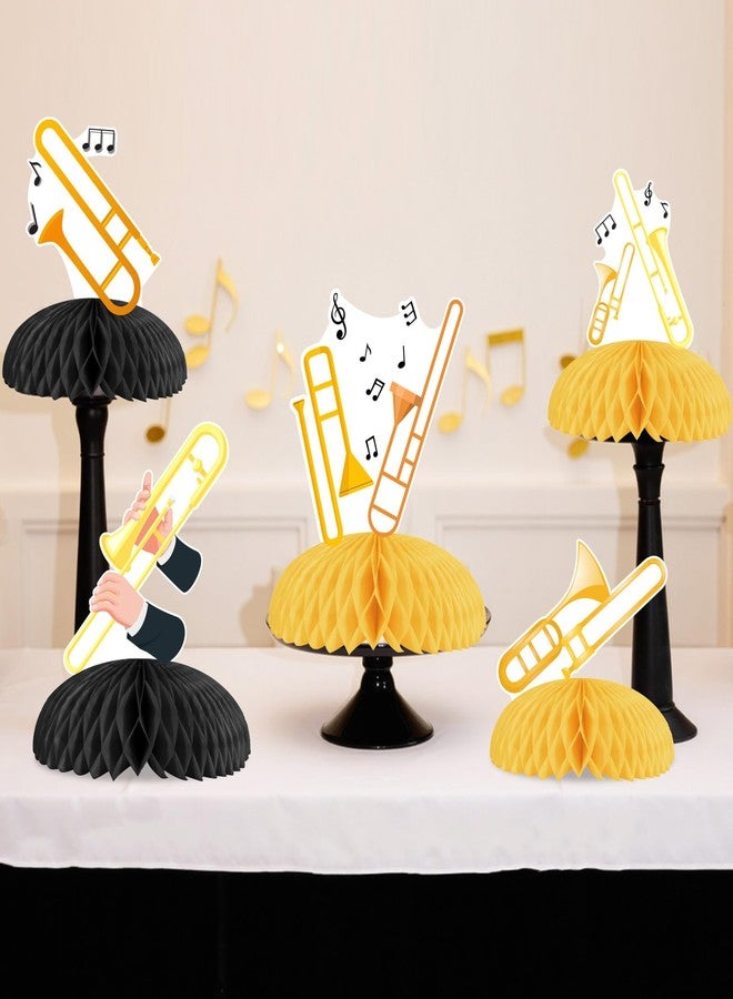 Cheereveal 8pcs Trombone Party Honeycomb Centerpiece, Trombone Saxophone Table Decorations, Music Lover Instrument Themed Birthday Baby Shower Party Supplies - Image 3