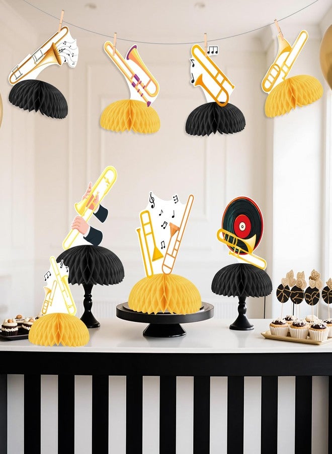 Cheereveal 8pcs Trombone Party Honeycomb Centerpiece, Trombone Saxophone Table Decorations, Music Lover Instrument Themed Birthday Baby Shower Party Supplies - Image 2