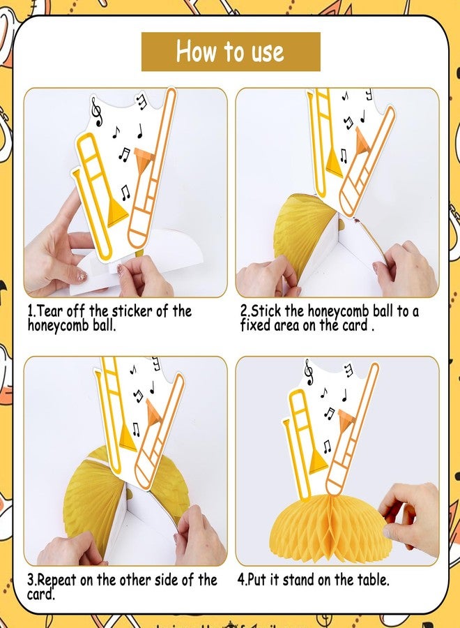 Cheereveal 8pcs Trombone Party Honeycomb Centerpiece, Trombone Saxophone Table Decorations, Music Lover Instrument Themed Birthday Baby Shower Party Supplies - Image 5