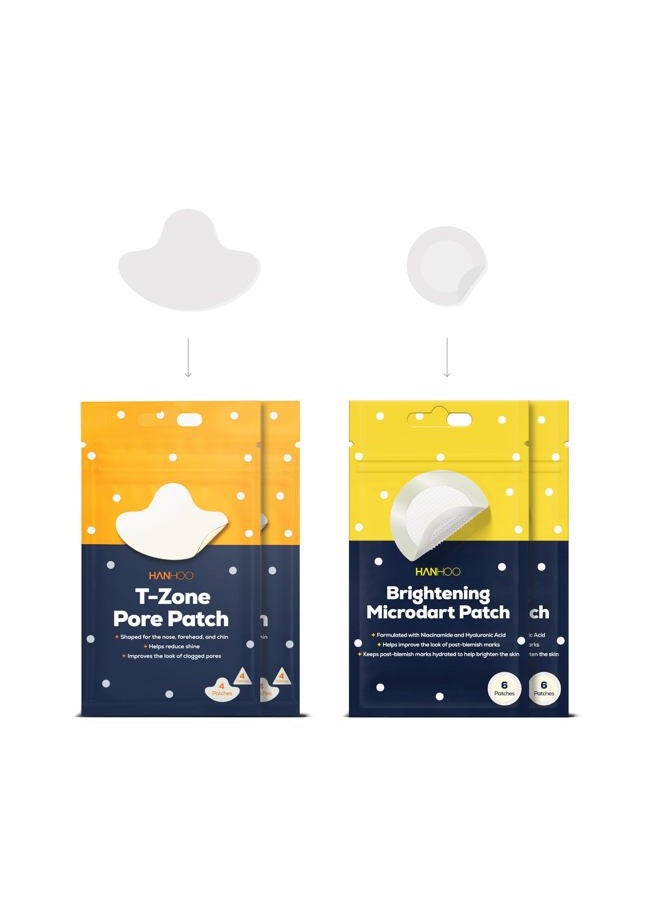 HANHOO Dark Spot Brightening Patch T-Zone Pore Patch|Hydrocolloid Nose Strips|Microneedle Patches for Dark Spots| T-Zone Pore Patches - 8 Pore + 8 Triangle Patches|Dark Spot Brightening Patch 12 - Image 1