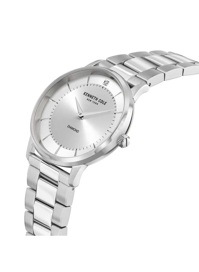 كينيث كول نيو يورك Modern Classic Silver Dial Stainless Steel Bracelet Analog Watch for Men