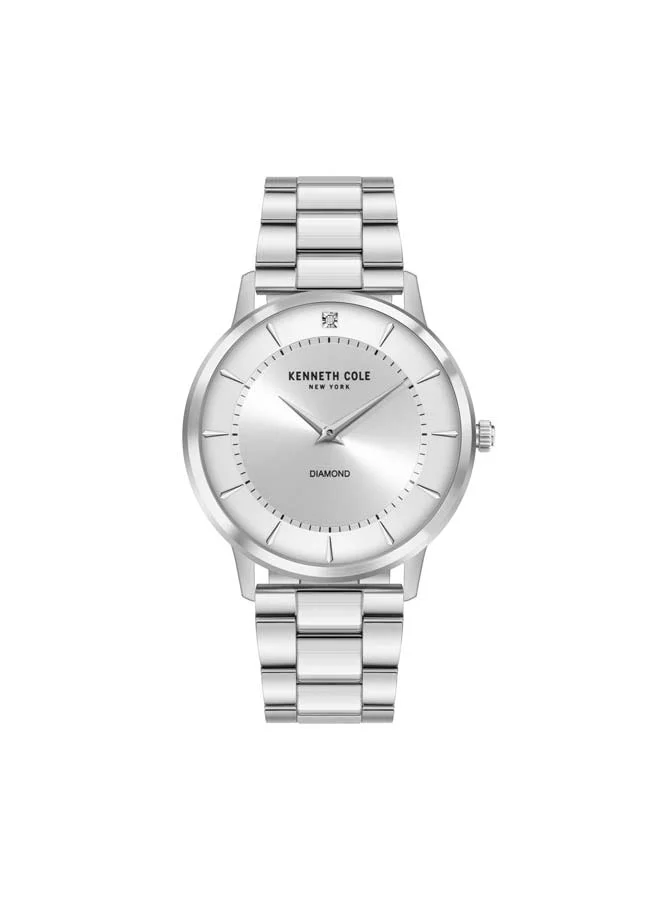 كينيث كول نيو يورك Modern Classic Silver Dial Stainless Steel Bracelet Analog Watch for Men