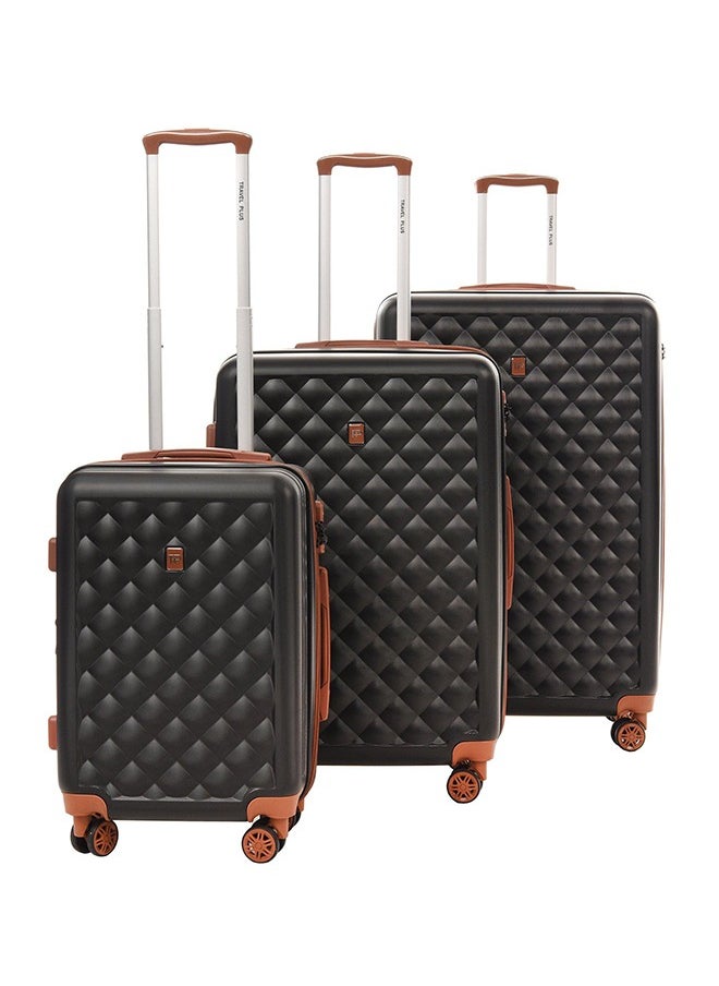 Travel Plus مجموعة من 3 قطع من حقائب الأمتعة بعجلات مقاس 20 و26 و30 بوصة باللون الأسود  - Image 1