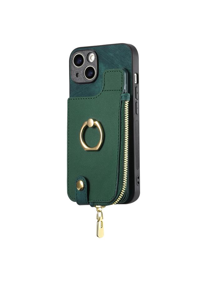 Zaboon Case For iPhone 11 Cross Leather Ring Vertical Zipper Wallet Back Phone Case - Image 2