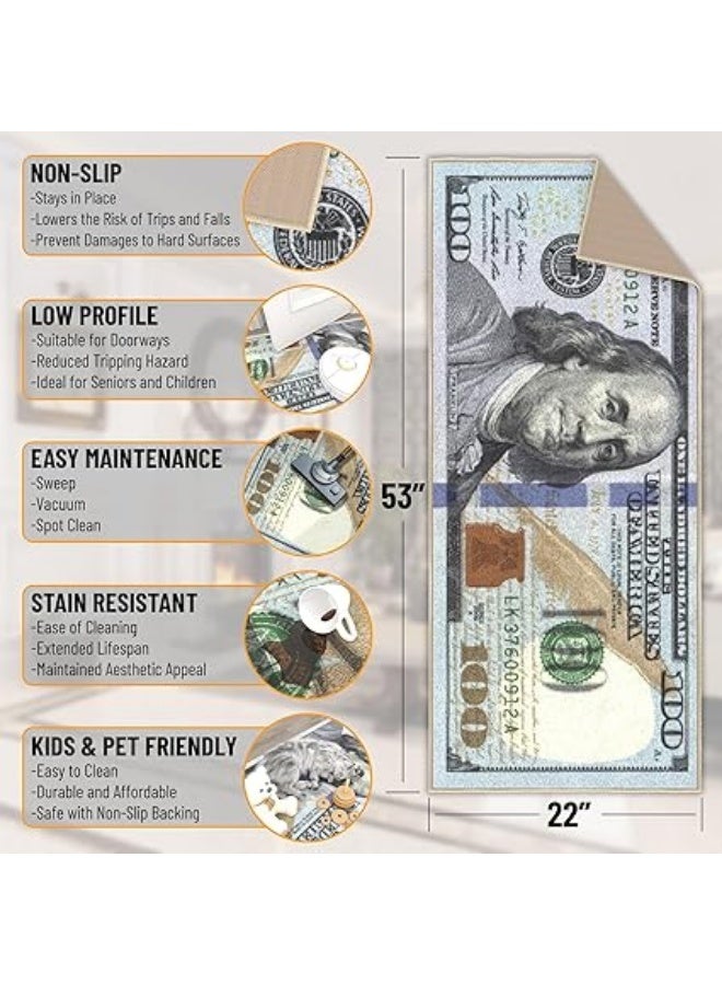 PROMASS Dollar Bill Design Floor Mat – Soft Anti-Slip Rug for Home & Office - Image 3