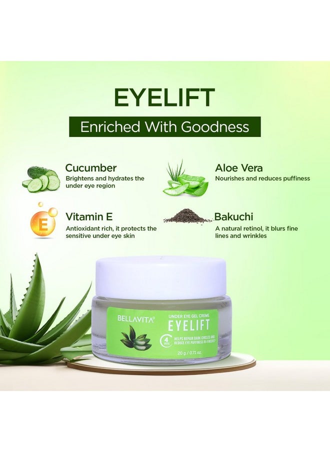Bella Vita Organic Eyelift Hydrating Natural Under Eye Cream Gel For Dark Circles, Puffy Eyes, Wrinkles & Removal Of Fine Lines For Women & Men, 20 Gm  - Image 4