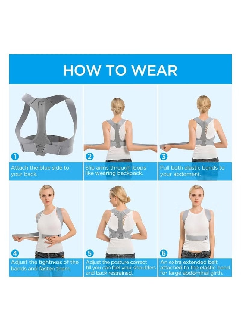 KIIUMI - Posture Corrector for Men and Women FDA Approved Adjustable Upper Back Brace for Support and Spinal Alignment, Providing Shoulder-Neck-Back Pain Relief - Image 1