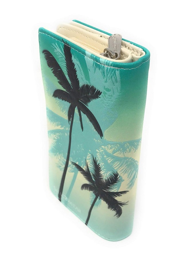 Shag Wear Large Palm Tree Women'S Bifold Wallet Teal Vegan Leather 7 … …  - Image 2