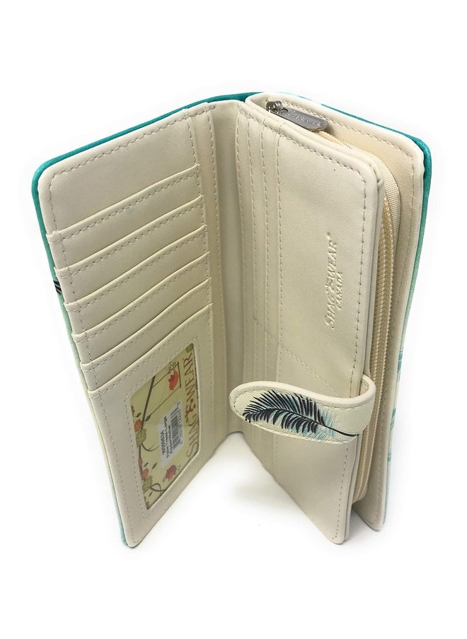 Shag Wear Large Palm Tree Women'S Bifold Wallet Teal Vegan Leather 7 … …  - Image 4