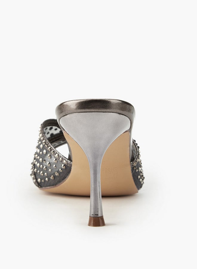 Flora Bella By Shoexpress Embellished Slip-On Sandals with Stiletto Heels - Image 5