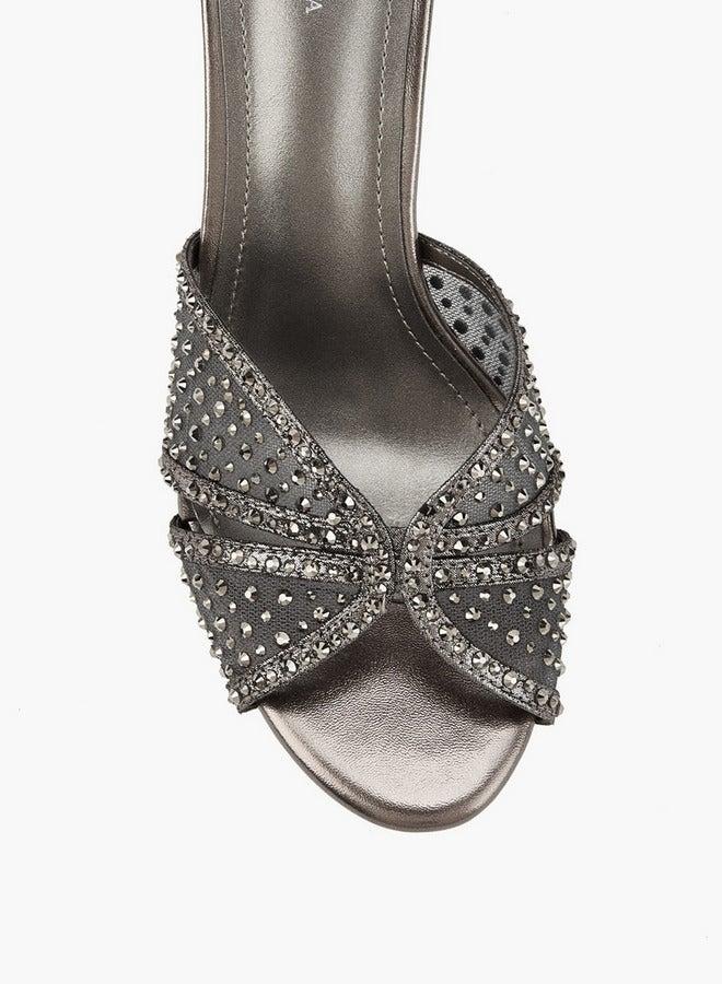 Flora Bella By Shoexpress Embellished Slip-On Sandals with Stiletto Heels - Image 4