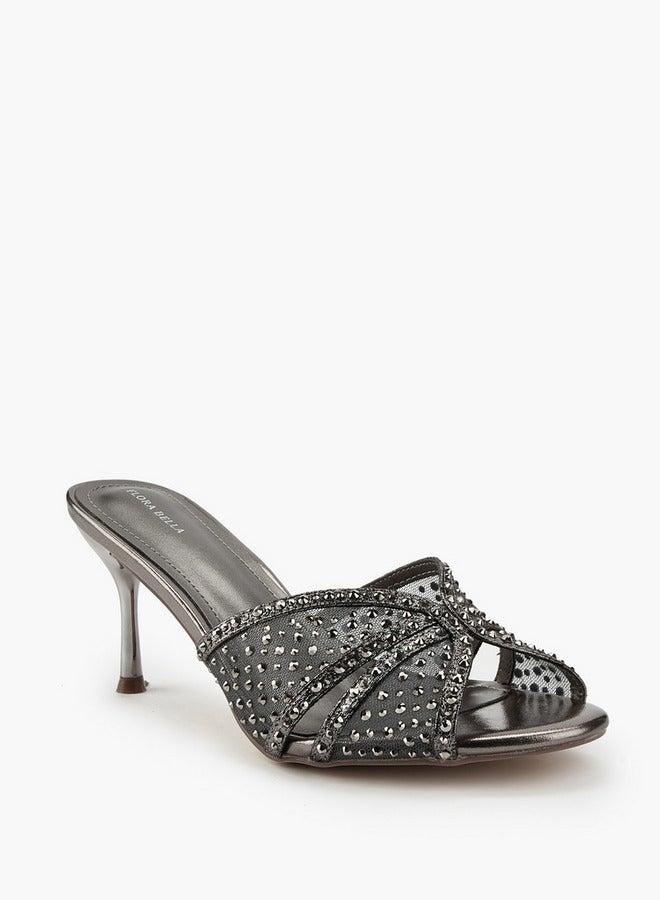 Flora Bella By Shoexpress Embellished Slip-On Sandals with Stiletto Heels - Image 1