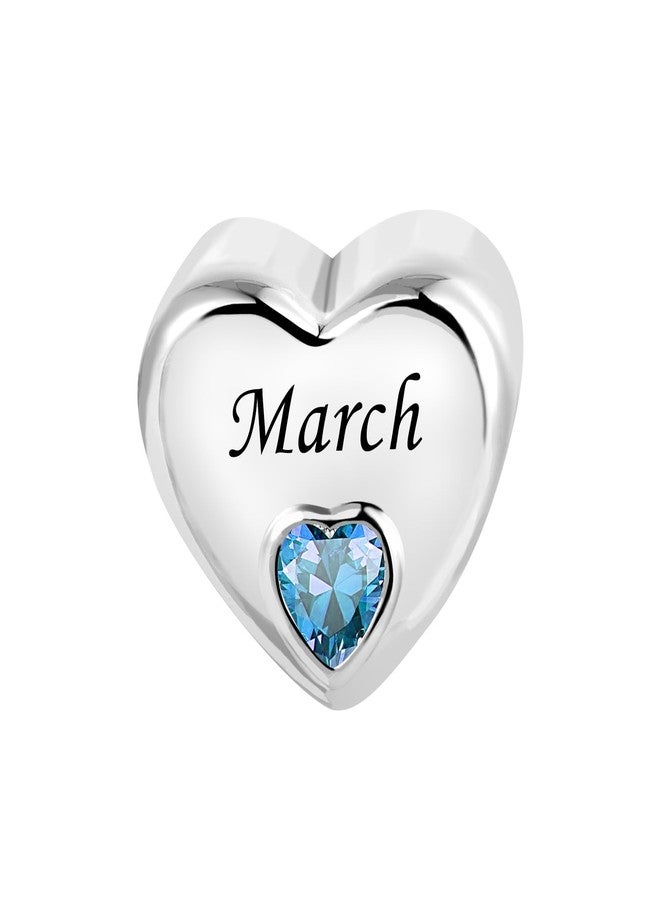 KunBead March Birthstone Birthday Month Flower Heart Love Bead Charms Compatible with Pandora Bracelet for Women - Image 2