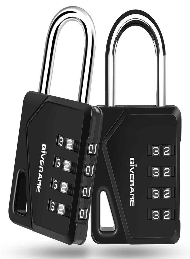 GIVERARE 2 Pack 4-Digit Combination Lock, Heavy Duty Metal Padlock, Outdoor Alloy Locks with Hardened Steel Shackle, High Security Weatherproof Large Padlocks for Gym, School, Locker, Fence, Gate, Hasp-Black - Image 1