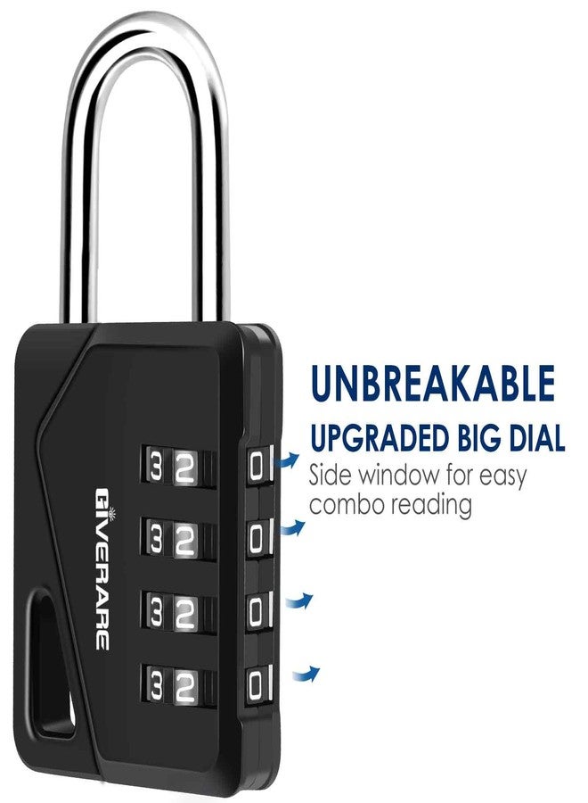 GIVERARE 2 Pack 4-Digit Combination Lock, Heavy Duty Metal Padlock, Outdoor Alloy Locks with Hardened Steel Shackle, High Security Weatherproof Large Padlocks for Gym, School, Locker, Fence, Gate, Hasp-Black - Image 5