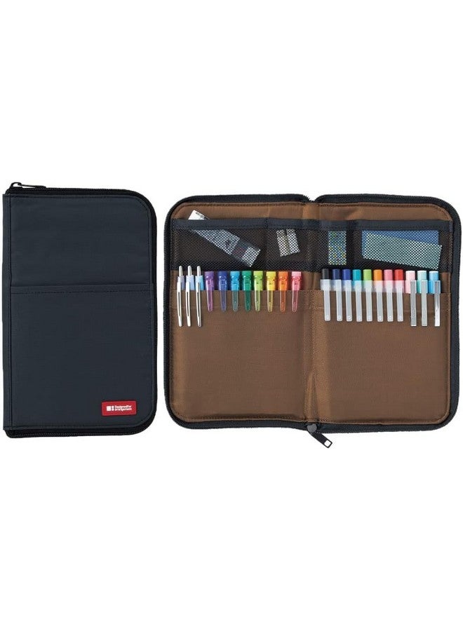 LIHITLAB Lab Slim Pen/Pencil Pouch, Wide, 0.7 × 5.5 × 8.5 Inches, Black (A7653-24) - Image 2