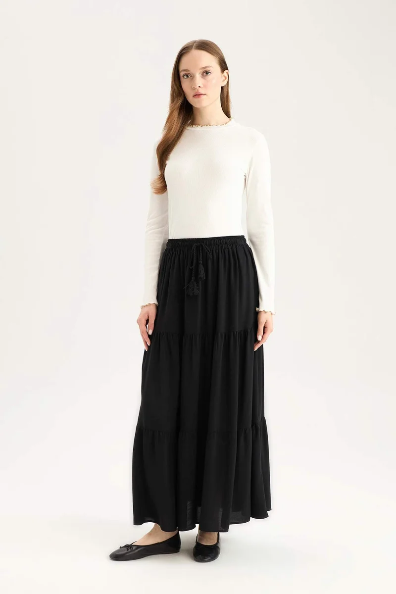 ديفاكتو Wire Waist Viscose Maxi Skirt