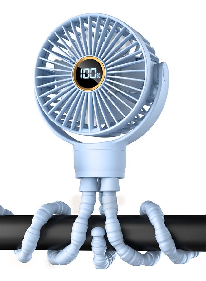 general Portable Stroller Fan, Mini Baby Fan Battery Operated, LED Display with 3 Speeds, Small Clip on Fan Desk Fans USB Rechargeable, Personal Handheld fan Fan for Travel Outdoor,Blue - Image 1