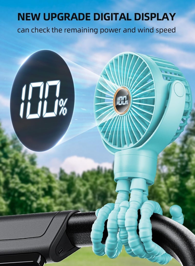 general Portable Stroller Fan, Mini Baby Fan Battery Operated, LED Display with 3 Speeds, Small Clip on Fan Desk Fans USB Rechargeable, Personal Handheld fan Fan for Travel Outdoor,Blue - Image 2