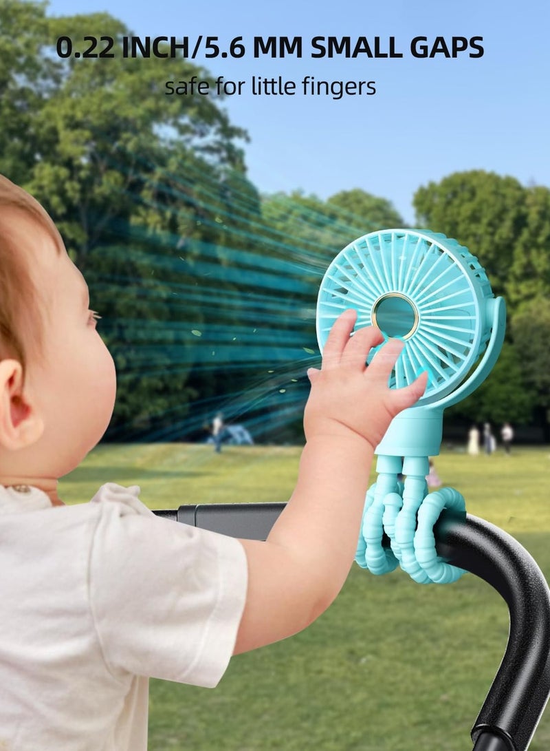 general Portable Stroller Fan, Mini Baby Fan Battery Operated, LED Display with 3 Speeds, Small Clip on Fan Desk Fans USB Rechargeable, Personal Handheld fan Fan for Travel Outdoor,Blue - Image 4