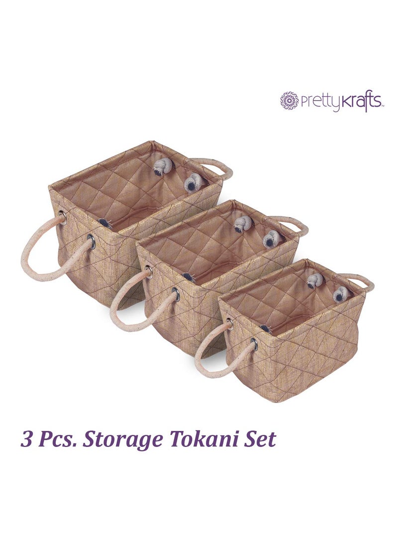 PrettyKrafts PrettyKrafts Foldable Storage Basket Bins Organizer, Pack of 3, Jute Brown  - Image 2