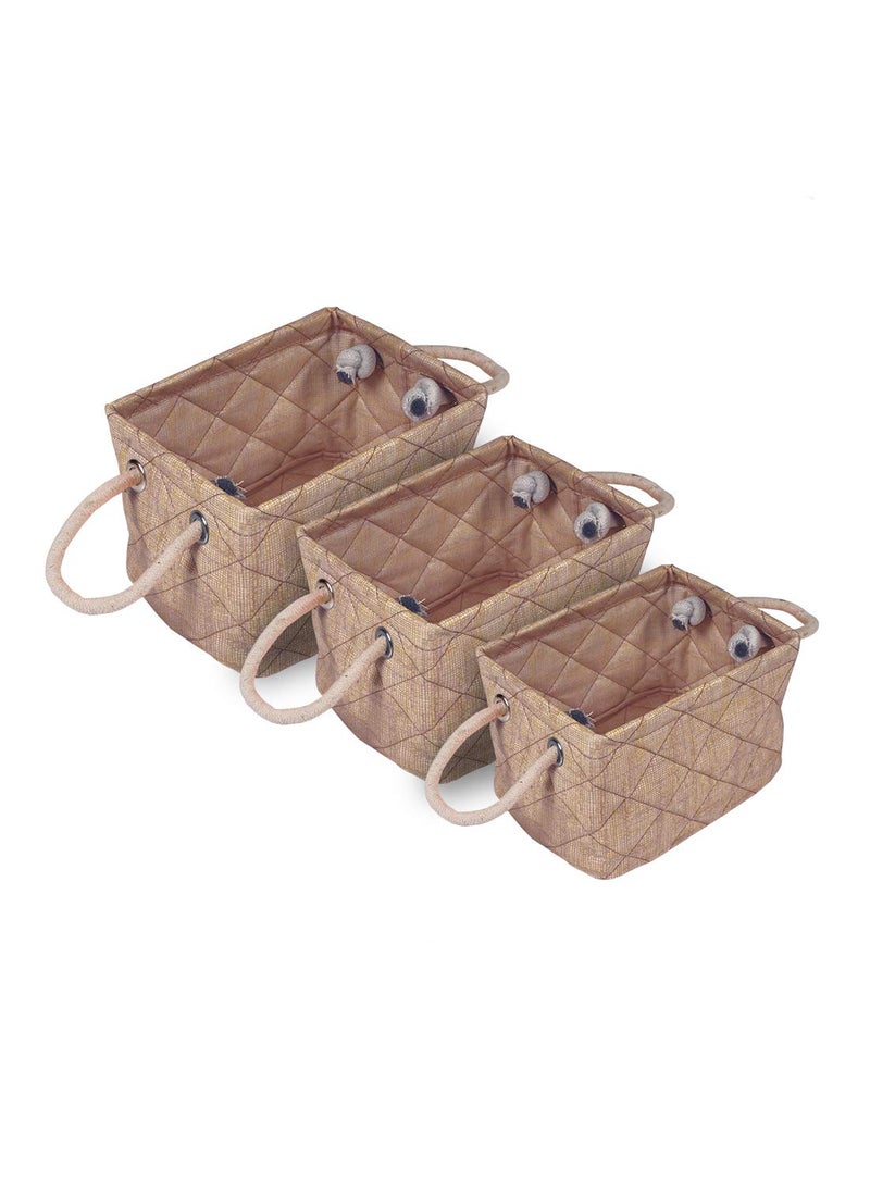 PrettyKrafts PrettyKrafts Foldable Storage Basket Bins Organizer, Pack of 3, Jute Brown  - Image 1