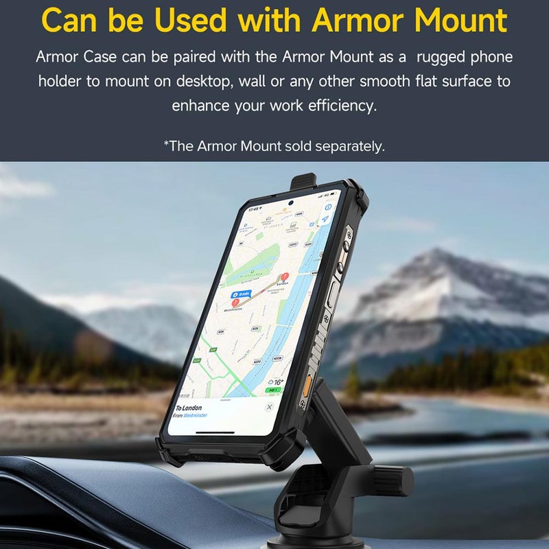 HuHa Protective Cover For Ulefone Armor 28 Ultra / 28 Ultra Thermal Ulefone Back Clip Phone Case with Carabiner(Black) - Image 3