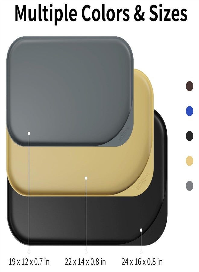 Smilool Silicone Pet Food Mat with Raised Edge for Food and Water Bowl, Dog Feeding Mats, Cat Food Trays for Floor Waterproof, Rubber Tray for Dogs and Cats, 17 x 12 x 0.7 Dark Gray - Image 2