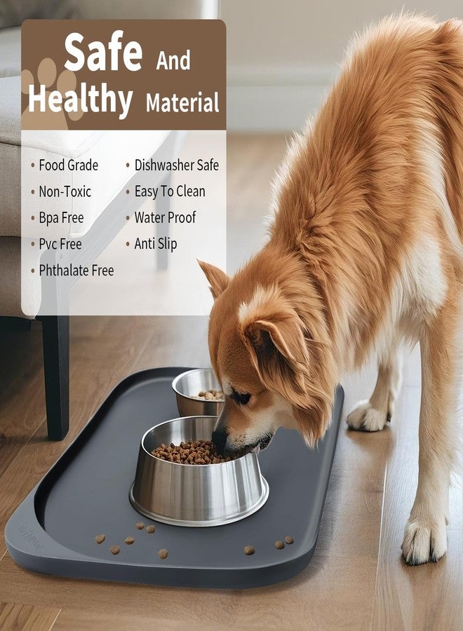 Smilool Silicone Pet Food Mat with Raised Edge for Food and Water Bowl, Dog Feeding Mats, Cat Food Trays for Floor Waterproof, Rubber Tray for Dogs and Cats, 17 x 12 x 0.7 Dark Gray - Image 5