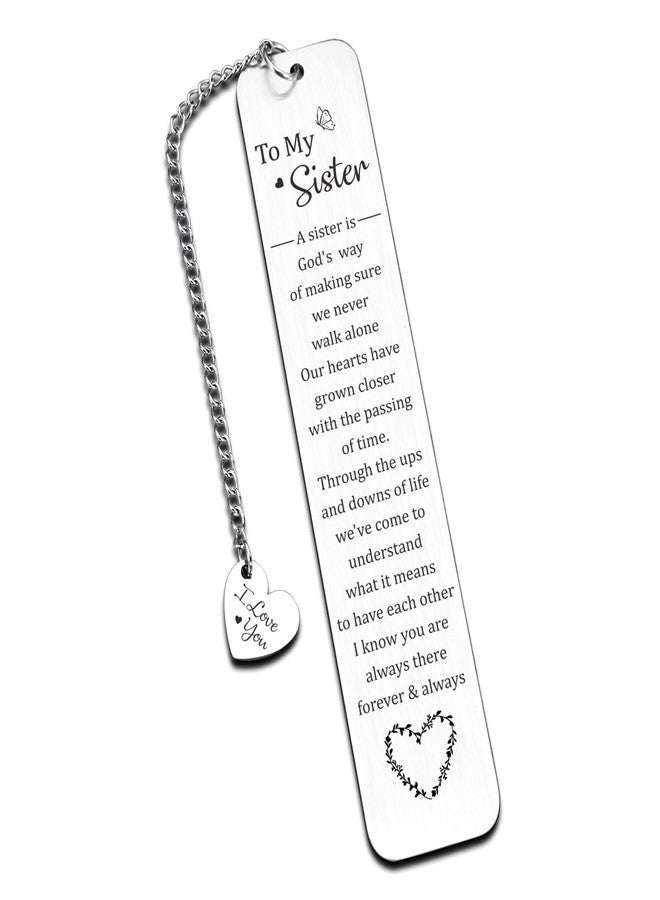TI-EDC Inspirational Bookmark for Sister Gifts for Sister Her, small, Silver - Image 1