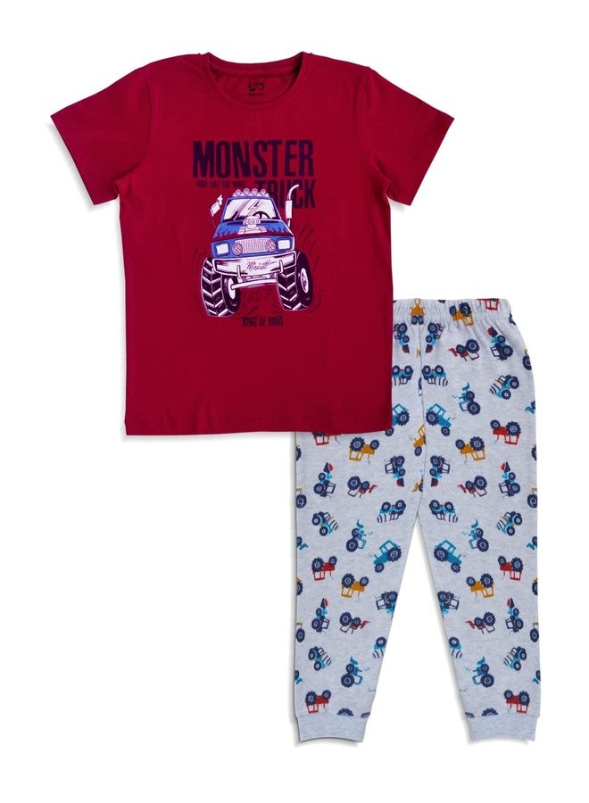 X2O Cotton Kids Pants and Half Sleeve t Shirt Combo Set (Red)(18-24 Months) - Image 1