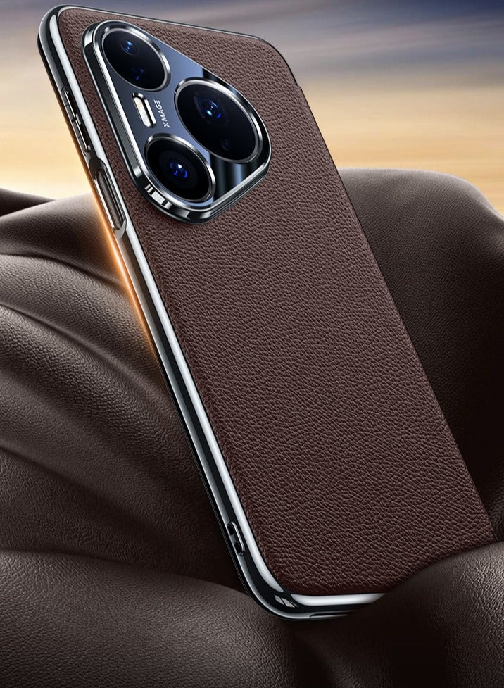 عام غطاء مغناطيسي متوافق مع هواوي بورا 80 برو - جلد طبيعي فاخر بنافذة عرض، غطاء ذكي مقاوم للصدمات مع خاصية النوم التلقائي - Image 3