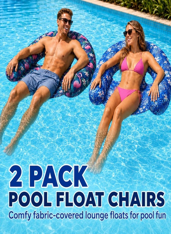Brmoka Inflatable Pool Floats Chair - 2Pack, Soft Fabric Covered Floating Pool Chairs With Travel Bag, Stable Water Chair Floating Lounge Floats For Swim Pool, Summer Pool Party Toys Floaties for Adult (B-L) - Image 3