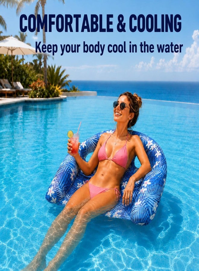 Brmoka Inflatable Pool Floats Chair - 2Pack, Soft Fabric Covered Floating Pool Chairs With Travel Bag, Stable Water Chair Floating Lounge Floats For Swim Pool, Summer Pool Party Toys Floaties for Adult (B-L) - Image 2