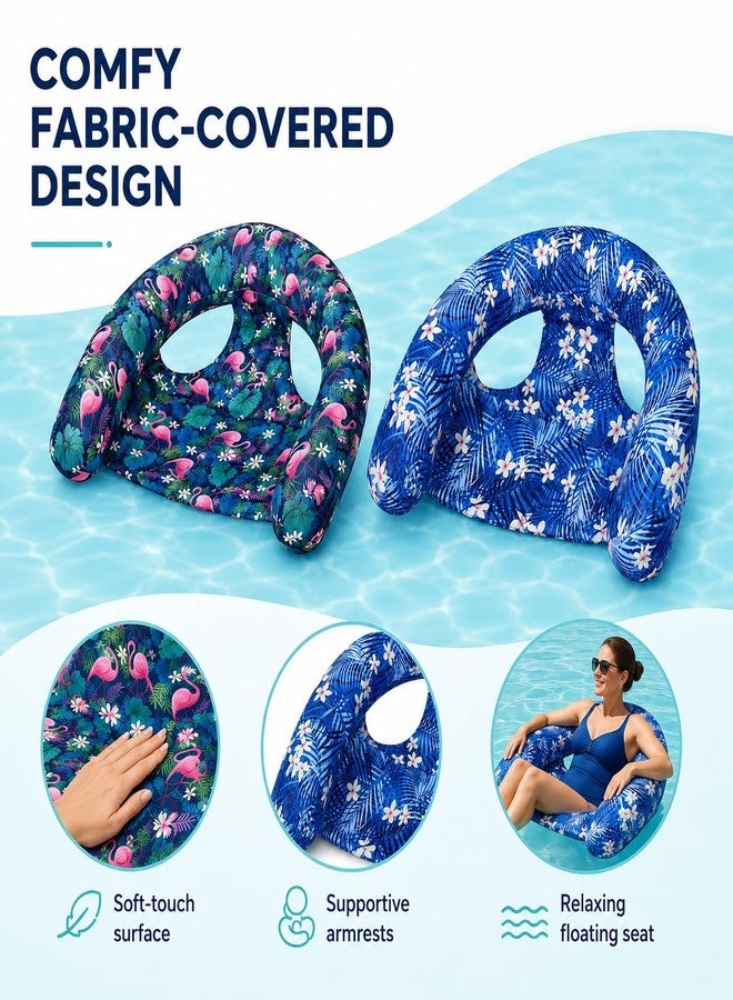 Brmoka Inflatable Pool Floats Chair - 2Pack, Soft Fabric Covered Floating Pool Chairs With Travel Bag, Stable Water Chair Floating Lounge Floats For Swim Pool, Summer Pool Party Toys Floaties for Adult (B-L) - Image 4