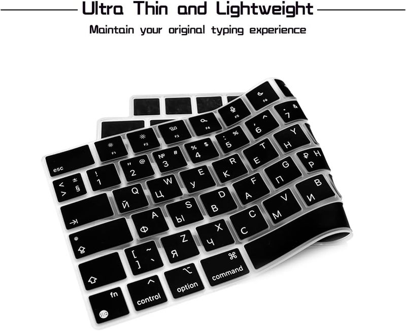 HRH Russian Language Silicone Keyboard Cover Skin for MacBook 2026 Neo 13"(A18) & Air13.6 15"(M5-M2) & Pro14 16"(M5-M1) A3404 A3448 A3449 Dust Proof Protection Accessories European Layout - Image 4
